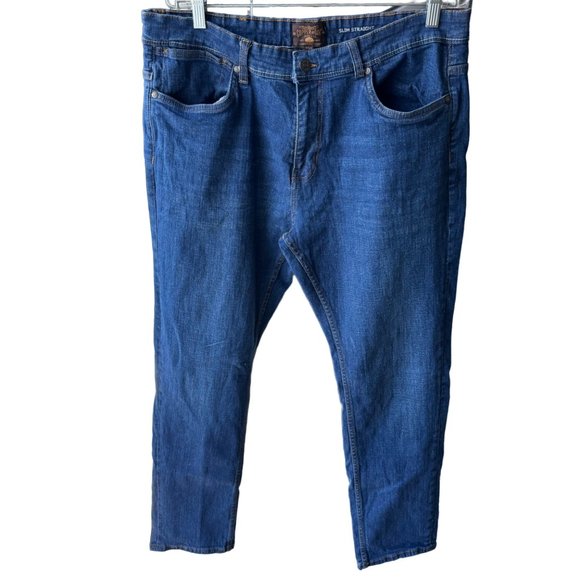 Copper Oak Jeans ZOF302 Men 38x32 Blue Slim Straight Classiccore Premium Denim - Picture 1 of 11